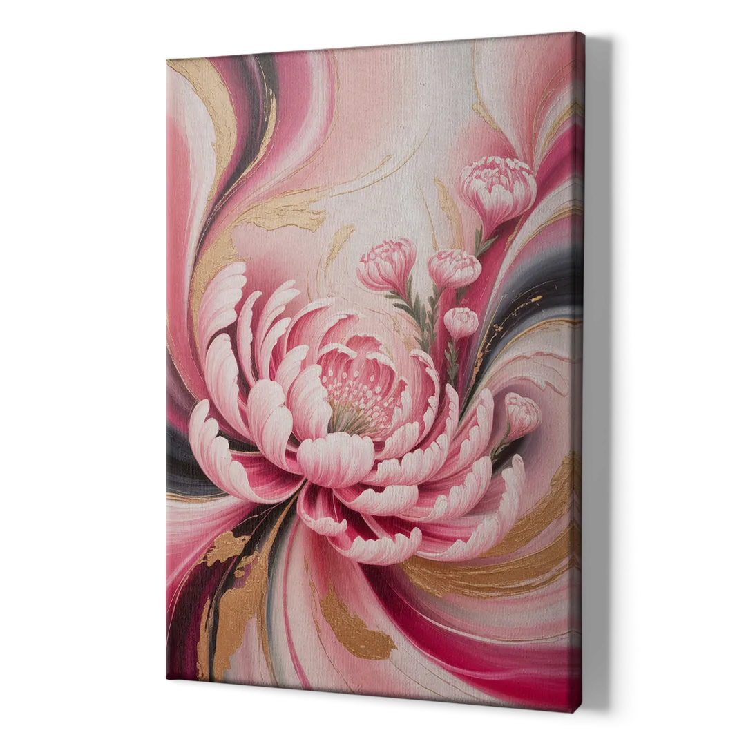 Opulent Garden Radiance Pink Abstract - Canvas Print Art Sides