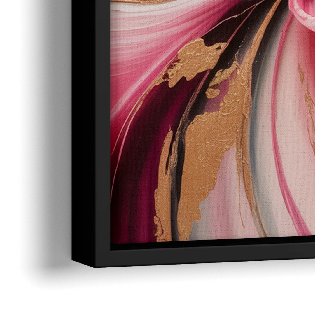 Opulent Garden Radiance Pink Abstract - Close-Up Black Frame Canvas