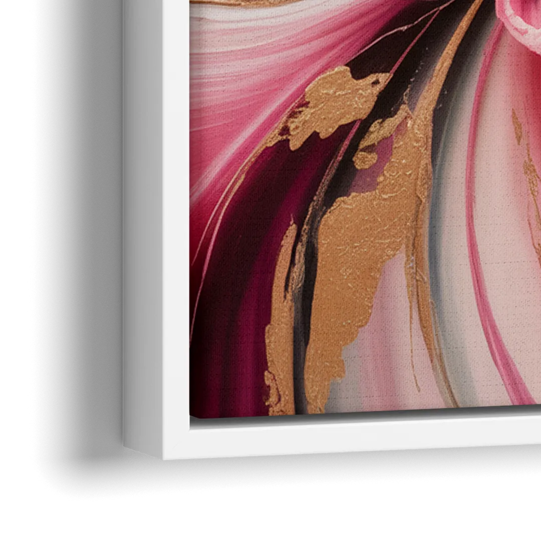 Opulent Garden Radiance Pink Abstract - Close-Up White Frame Canvas