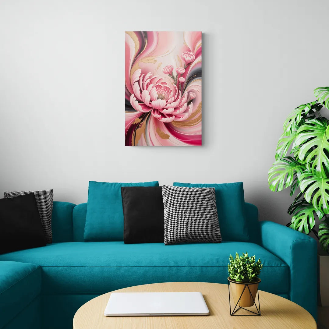 Opulent Garden Radiance Pink Abstract - Canvas Wall Art Living Room