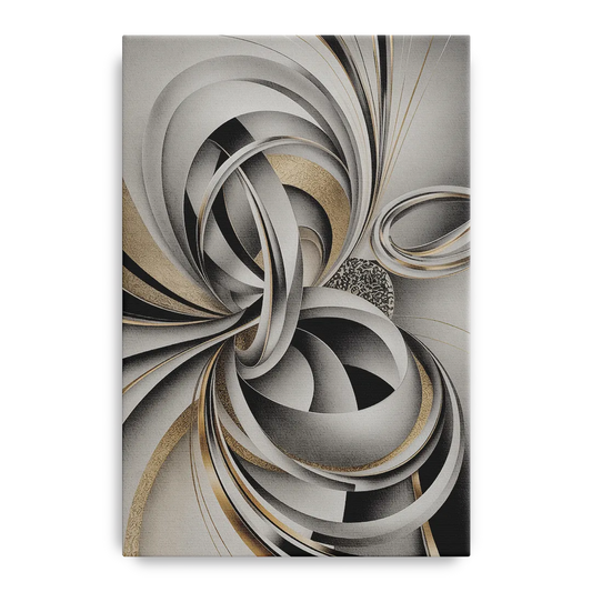 Opulent Geometric Flow Grey and Silver Abstract - Canvas Wall Art
