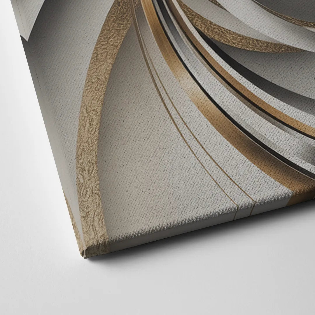 Opulent Geometric Flow Grey and Silver Abstract Canvas Close Up