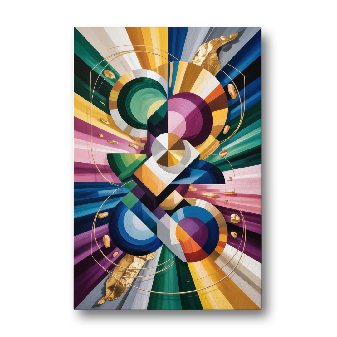 Opulent Geometric Symphony Colorful Abstract - Canvas Wall Art - Front
