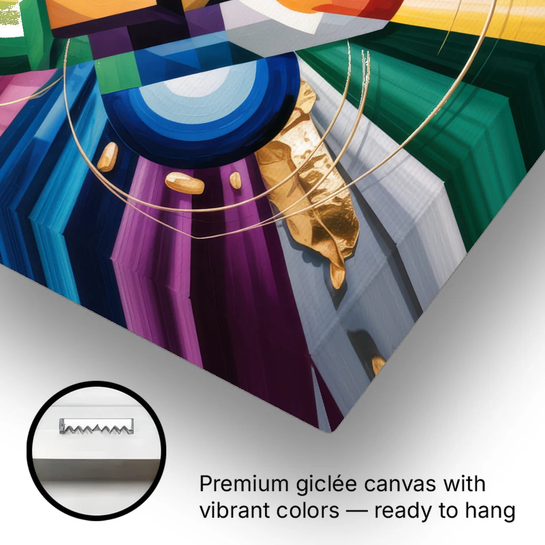 Opulent Geometric Symphony Colorful Abstract - Canvas Wall Art - Gallery Wrap Corner