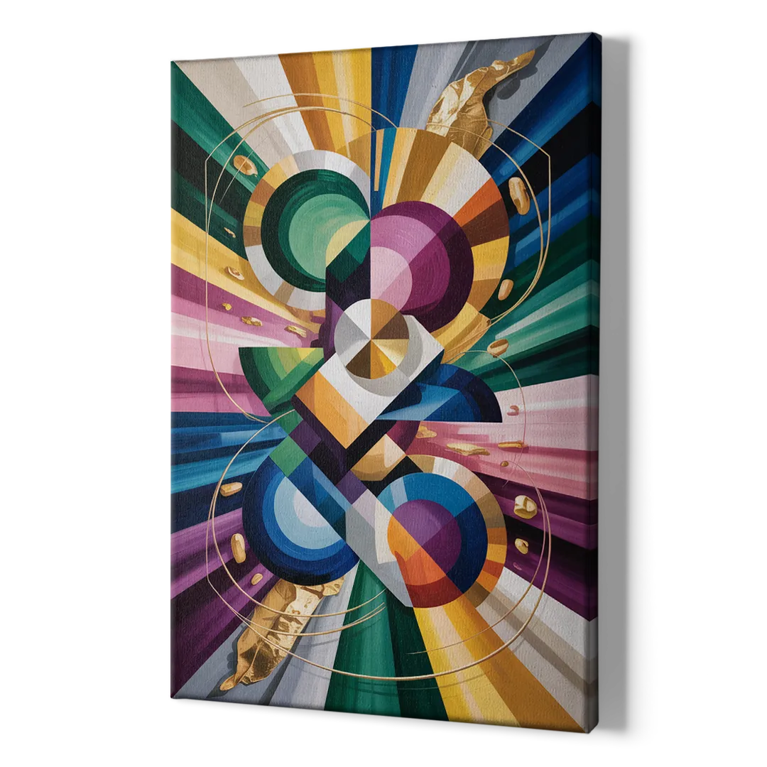 Opulent Geometric Symphony Colorful Abstract - Canvas Print Art Sides
