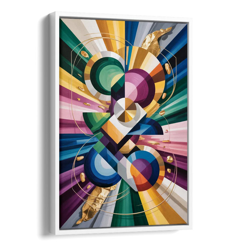 Opulent Geometric Symphony Colorful Abstract Side - White Canvas Wall Art