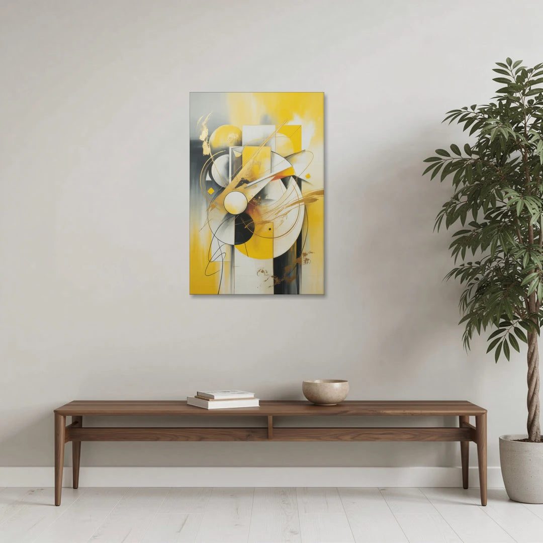Opulent Geometric Yellow Abstract - Canvas Wall Art - Coffee Table - 24x36