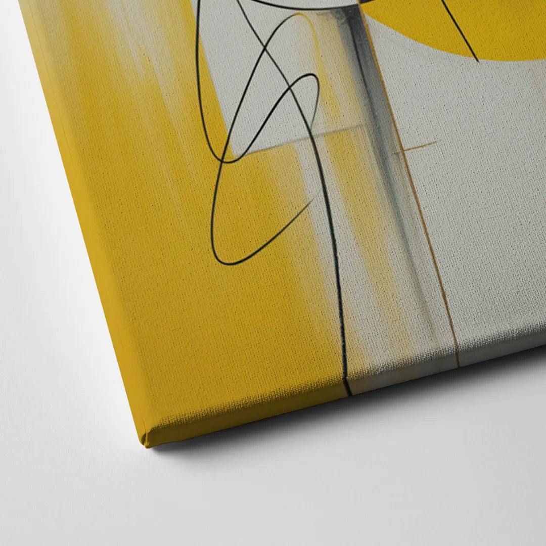 Opulent Geometric Yellow Abstract Canvas Close Up