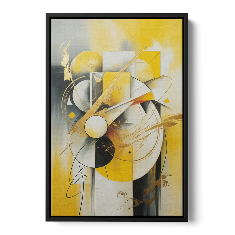 Opulent Geometric Yellow Abstract Front - Black Canvas Wall Art