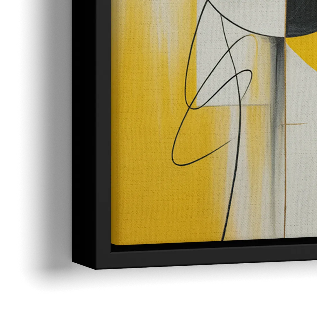 Opulent Geometric Yellow Abstract - Close-Up Black Frame Canvas