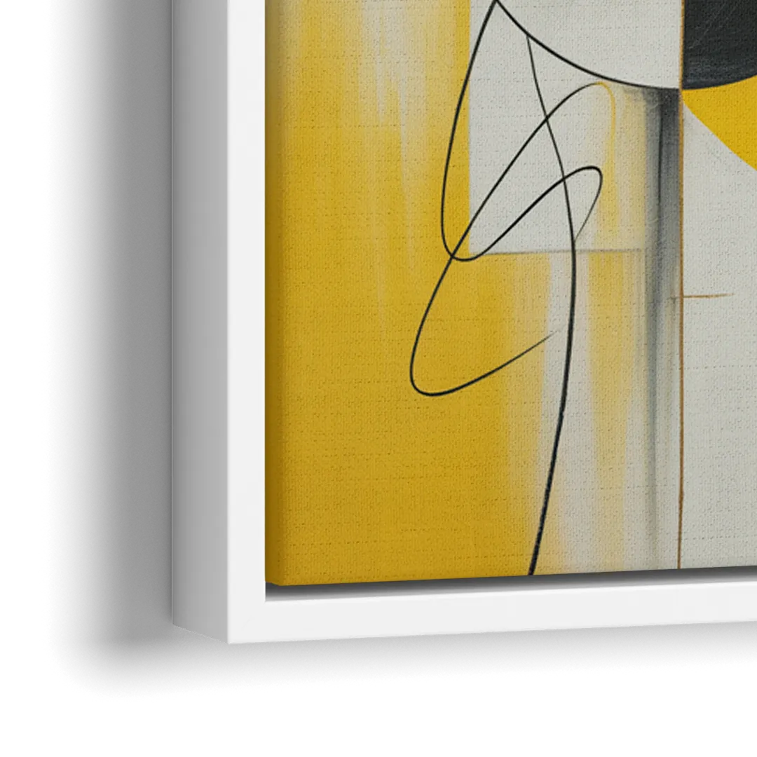 Opulent Geometric Yellow Abstract - Close-Up White Frame Canvas