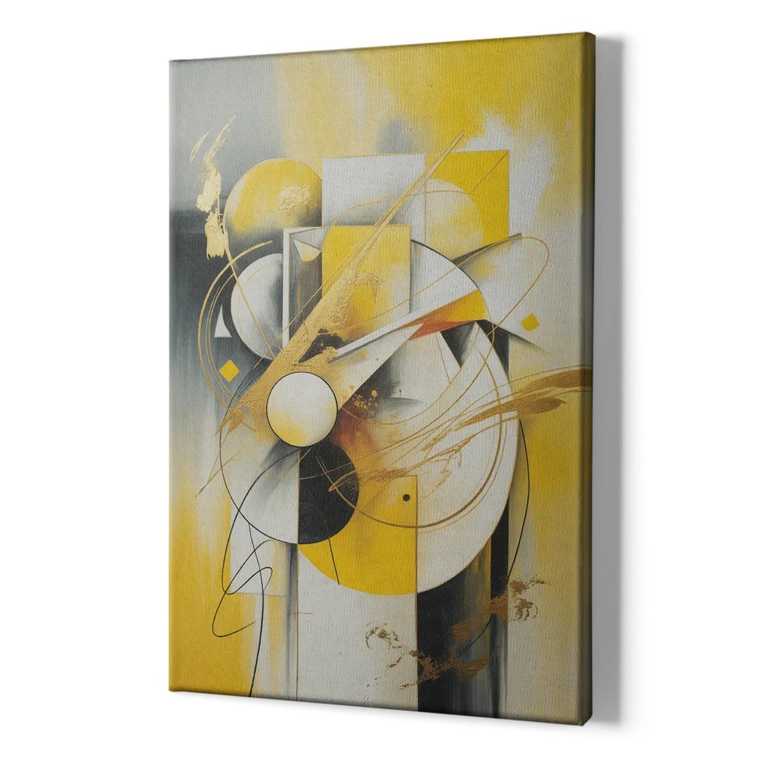 Opulent Geometric Yellow Abstract - Canvas Print Art Sides