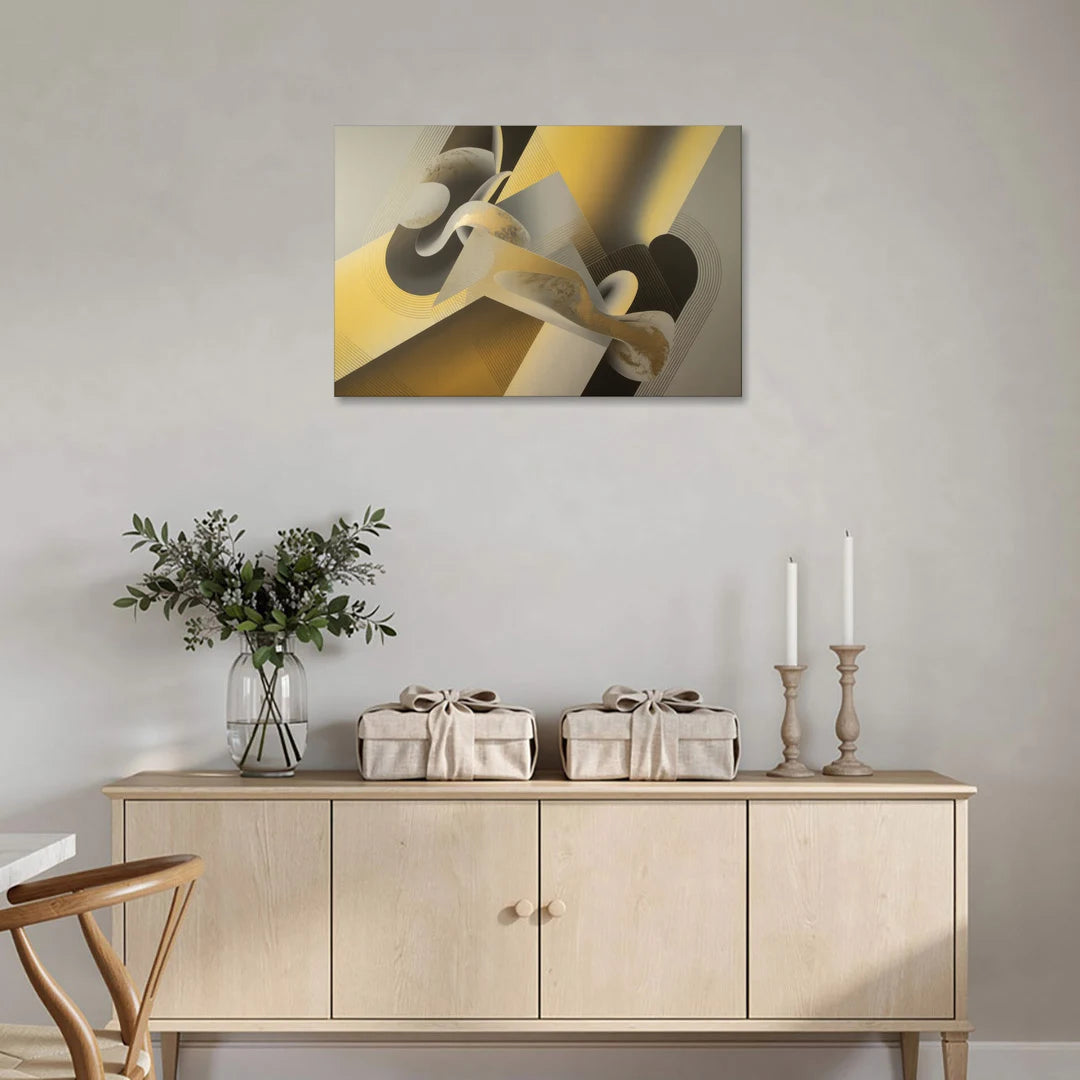 Opulent Geometrics Yellow and Grey Abstract - Canvas Wall Art - Coffee Table - 36x24
