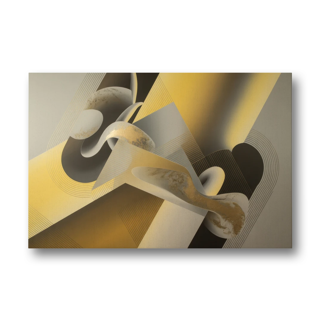 Opulent Geometrics Yellow and Grey Abstract - Canvas Wall Art - Front