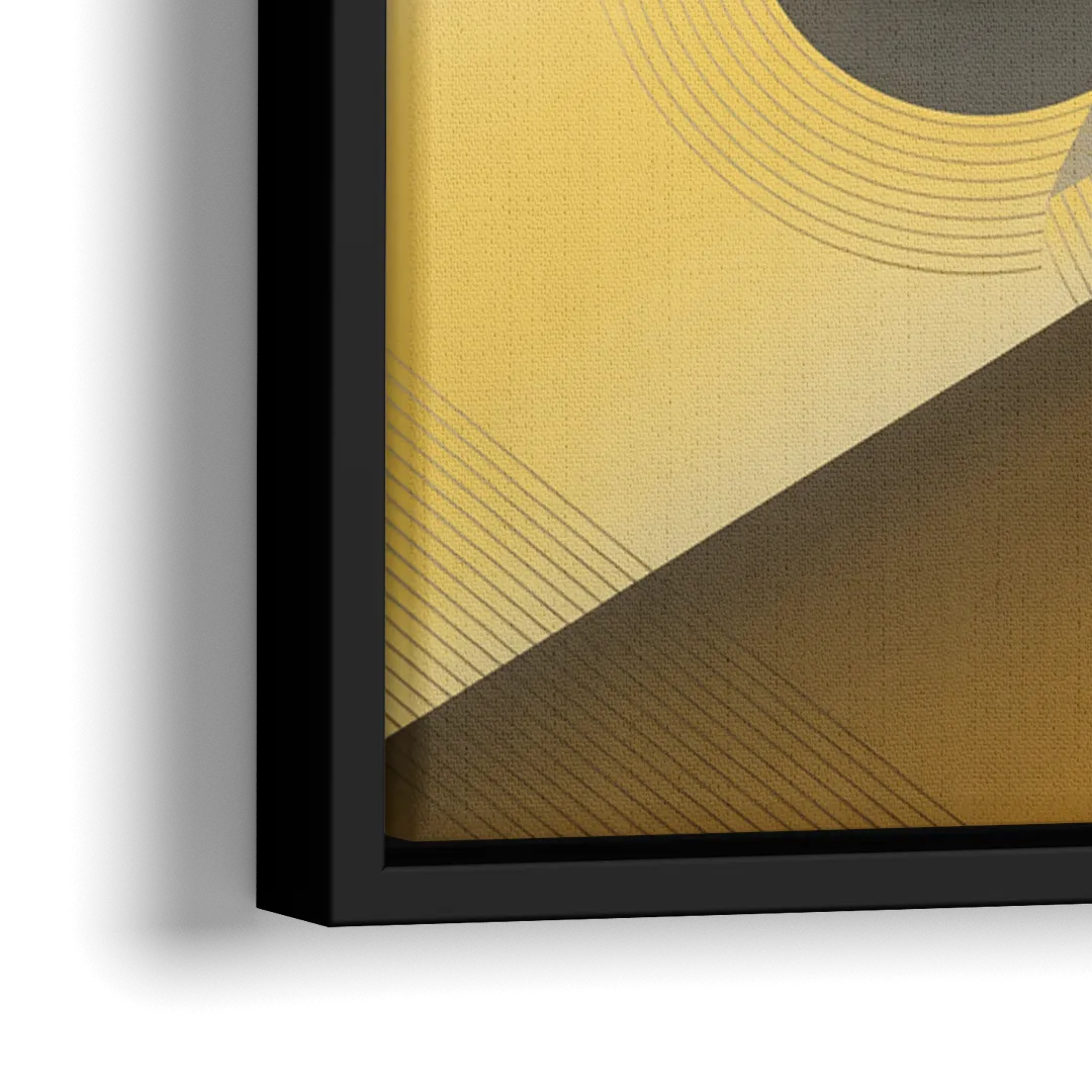 Opulent Geometrics Yellow and Grey Abstract - Close-Up Black Frame Canvas