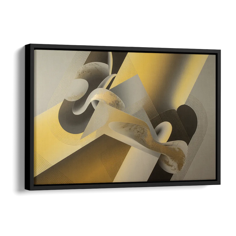 Opulent Geometrics Yellow and Grey Abstract Side - Black Canvas Wall Art