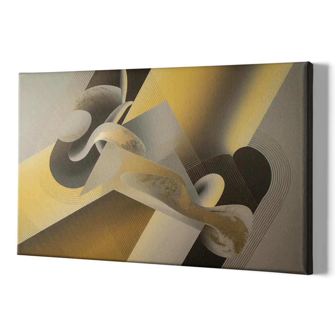 Opulent Geometrics Yellow and Grey Abstract - Canvas Print Art Sides