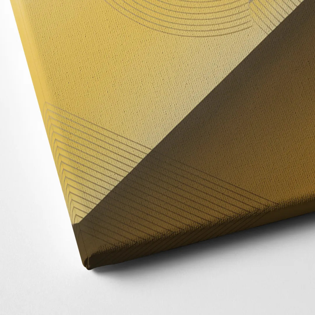 Opulent Geometrics Yellow and Grey Abstract Canvas Close Up
