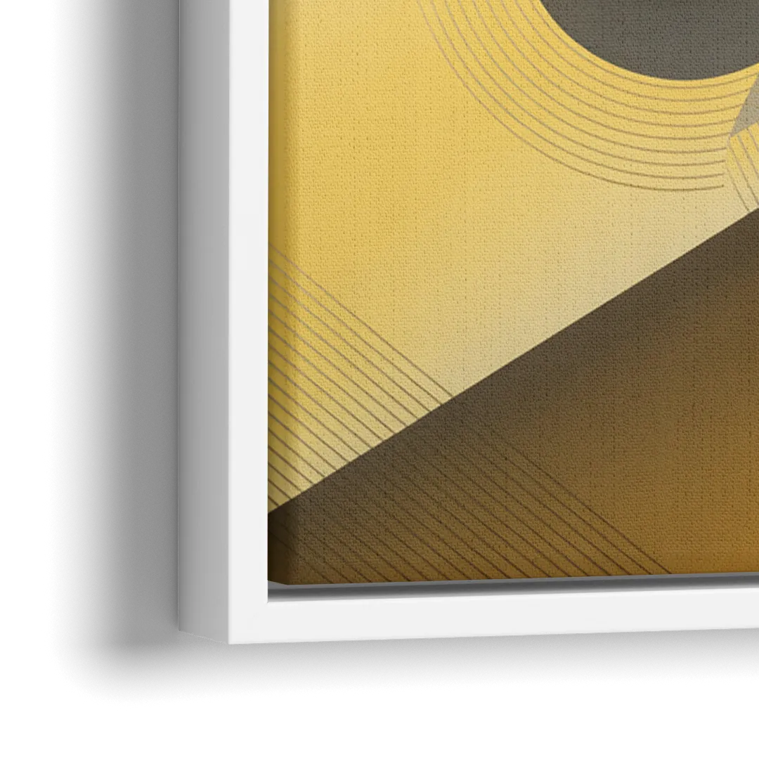 Opulent Geometrics Yellow and Grey Abstract - Close-Up White Frame Canvas