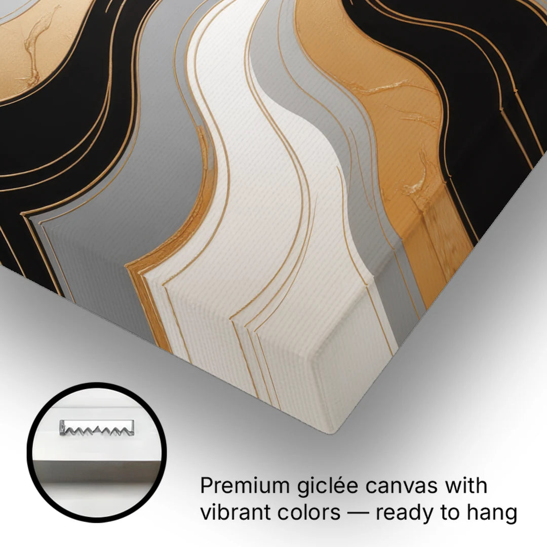 Opulent Geometry Black White and Gold Abstract - Canvas Wall Art - Gallery Wrap Corner