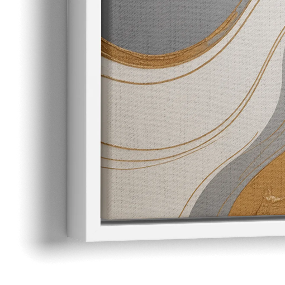 Opulent Geometry Black White and Gold Abstract - Close-Up White Frame Canvas