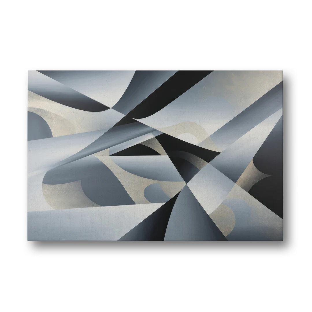 Opulent Geometry Grey and Silver Abstract - Canvas Wall Art - Front