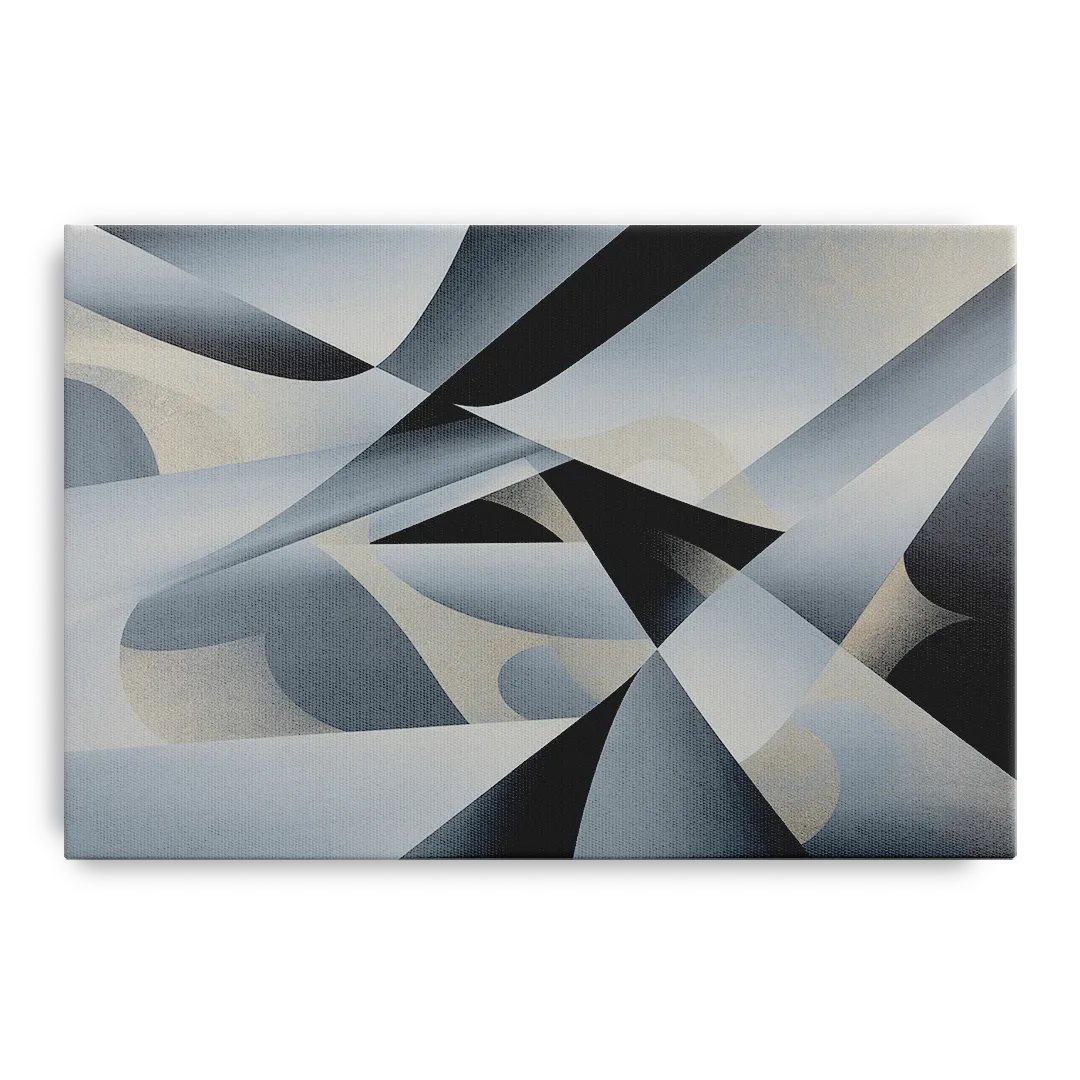 Opulent Geometry Grey and Silver Abstract - Canvas Wall Art