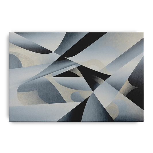 Opulent Geometry Grey and Silver Abstract - Canvas Wall Art
