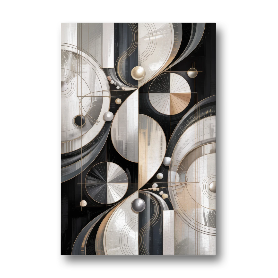 Opulent Geometry Grey and White Abstract - Canvas Wall Art - Front
