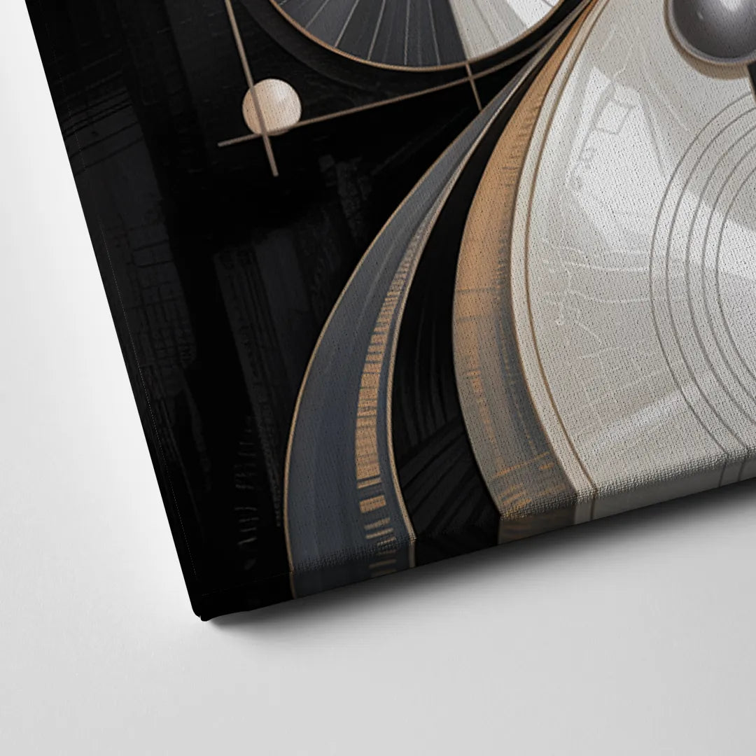 Opulent Geometry Grey and White Abstract Canvas Close Up