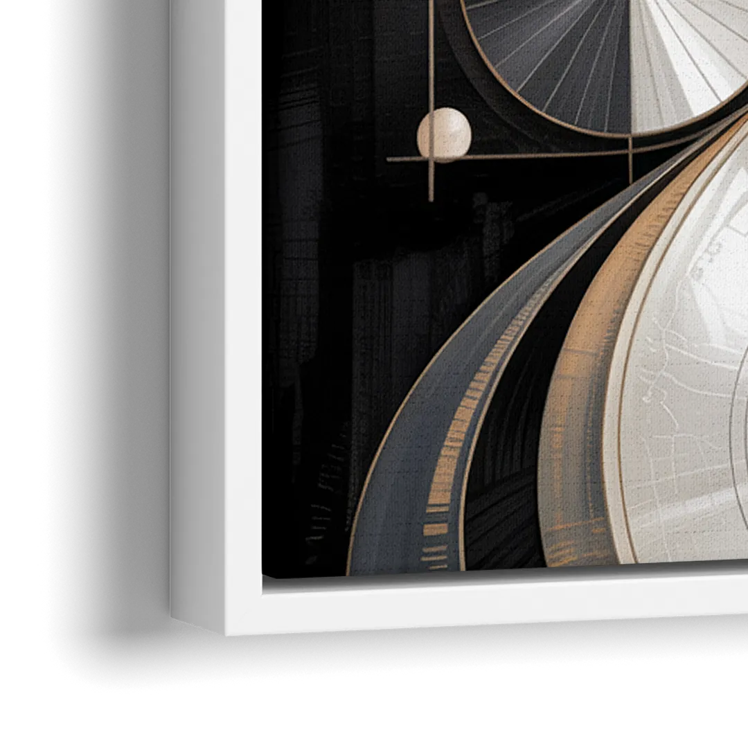 Opulent Geometry Grey and White Abstract - Close-Up White Frame Canvas