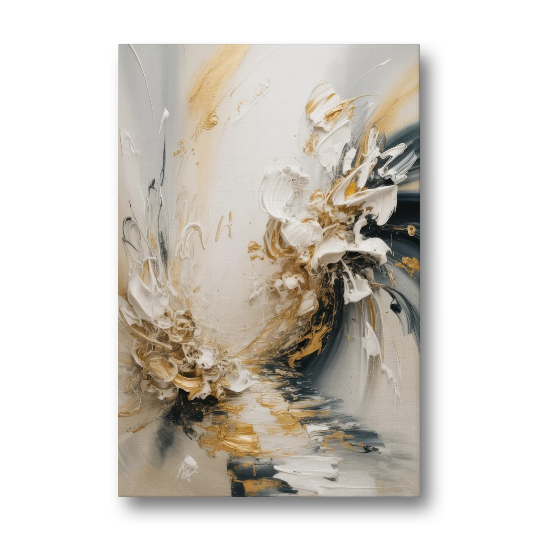 Opulent Gestures White and Gold - Canvas Wall Art - Front