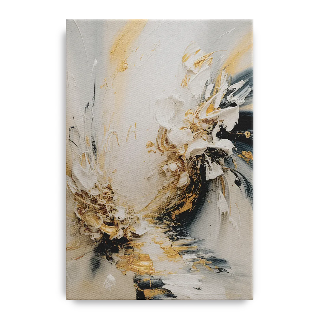 Opulent Gestures White and Gold - Canvas Wall Art