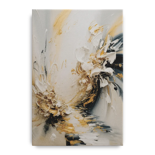 Opulent Gestures White and Gold - Canvas Wall Art