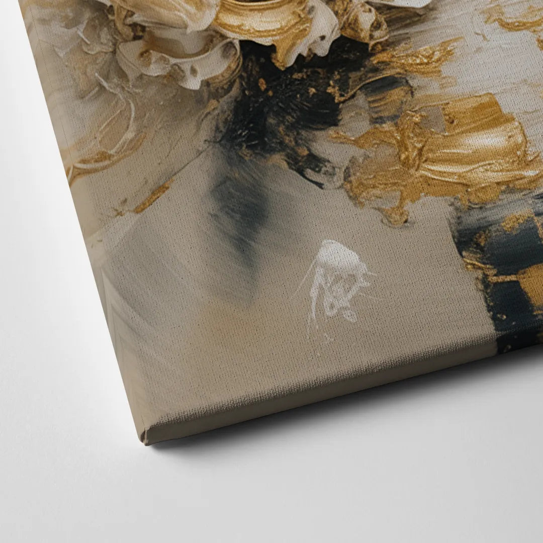 Opulent Gestures White and Gold Canvas Close Up