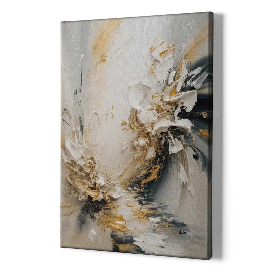 Opulent Gestures White and Gold - Canvas Print Art Sides