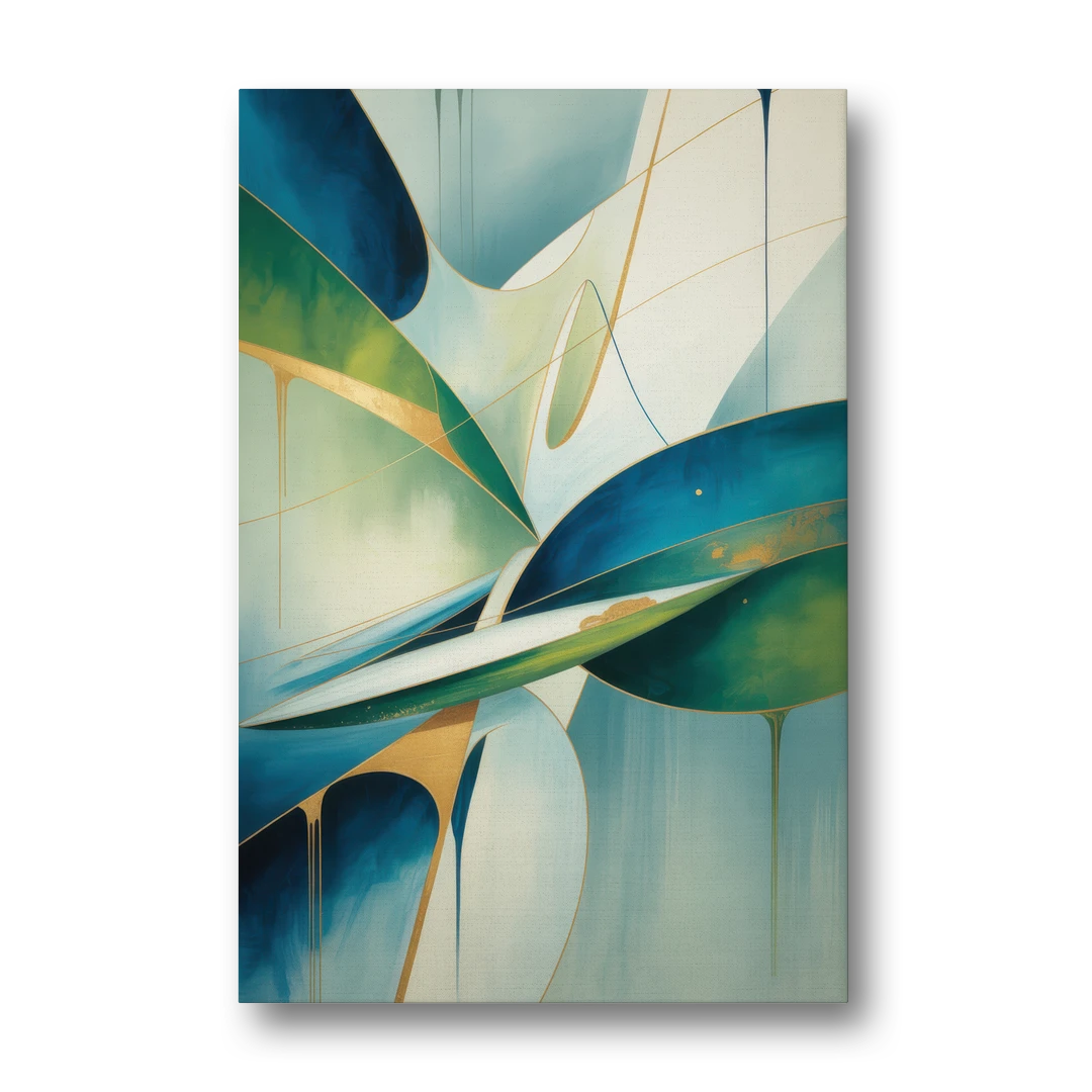 Opulent Harmony Blue and Green Abstract - Canvas Wall Art - Front