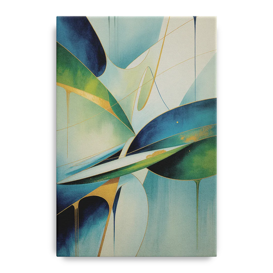 Opulent Harmony Blue and Green Abstract - Canvas Wall Art