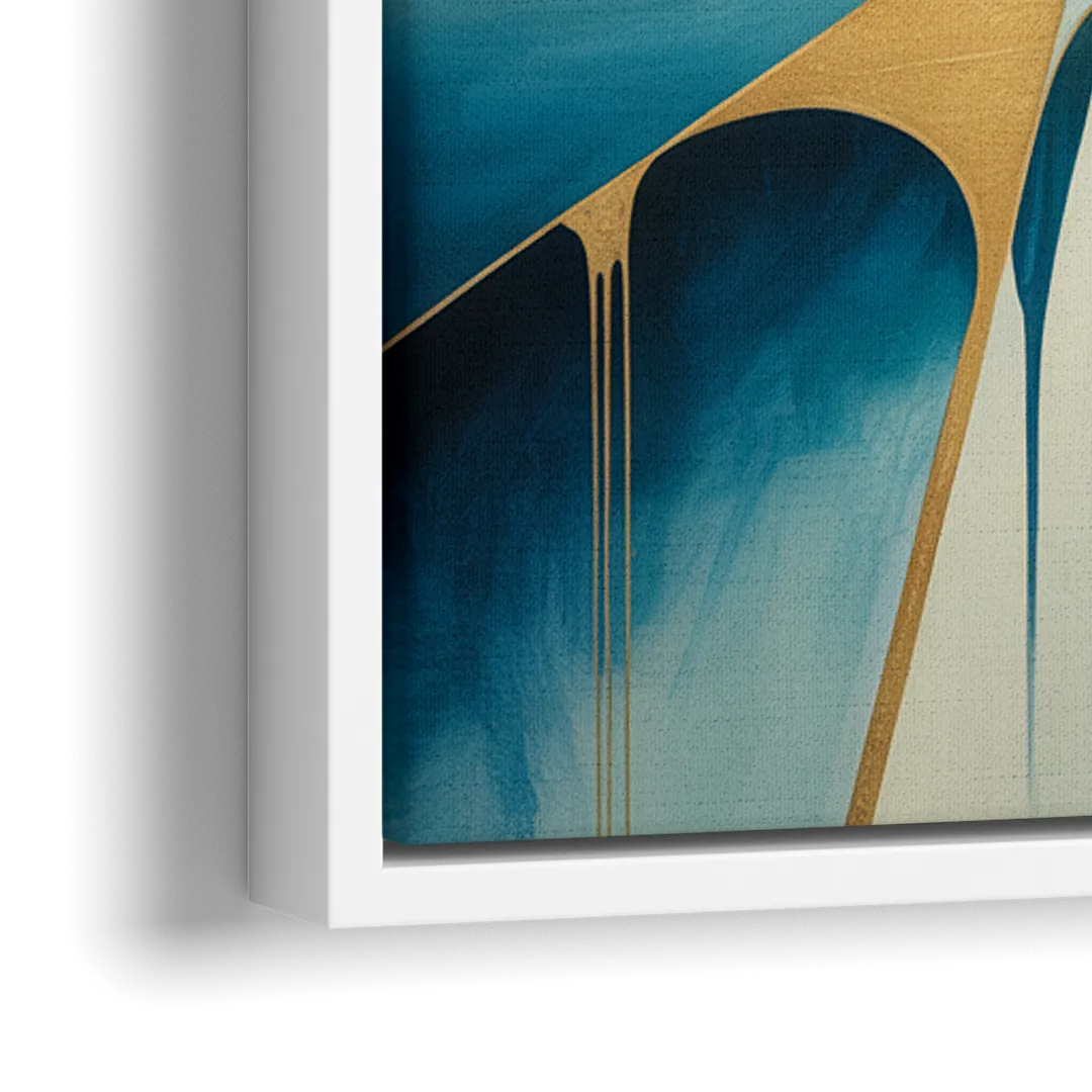 Opulent Harmony Blue and Green Abstract - Close-Up White Frame Canvas