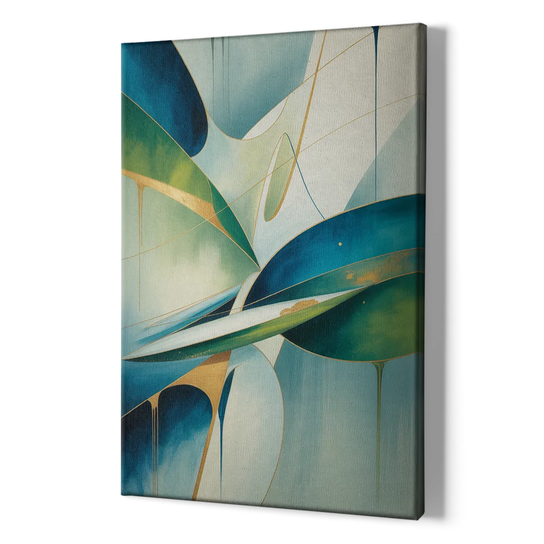 Opulent Harmony Blue and Green Abstract - Canvas Print Art Sides