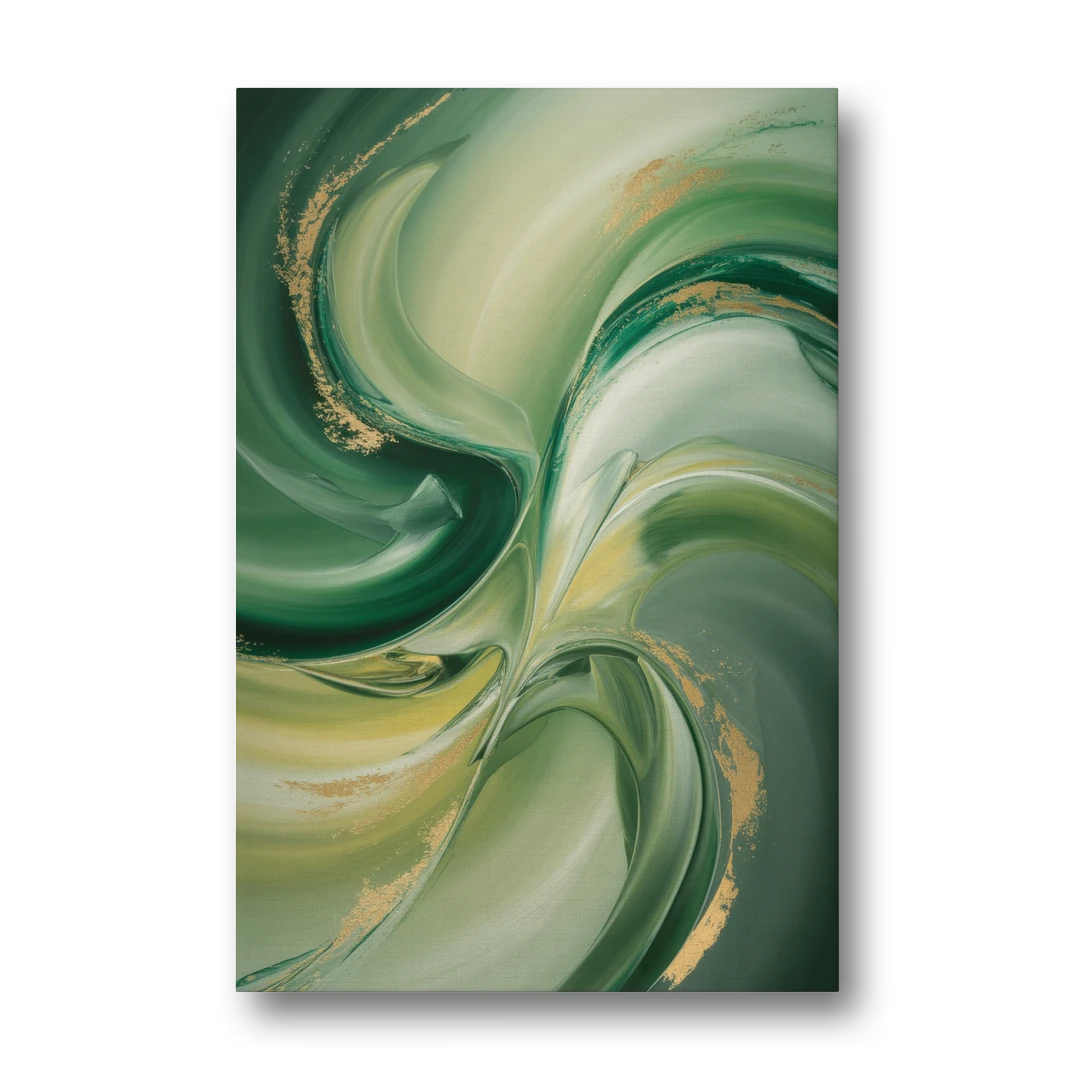 Opulent Harmony Green Abstract - Canvas Wall Art - Front