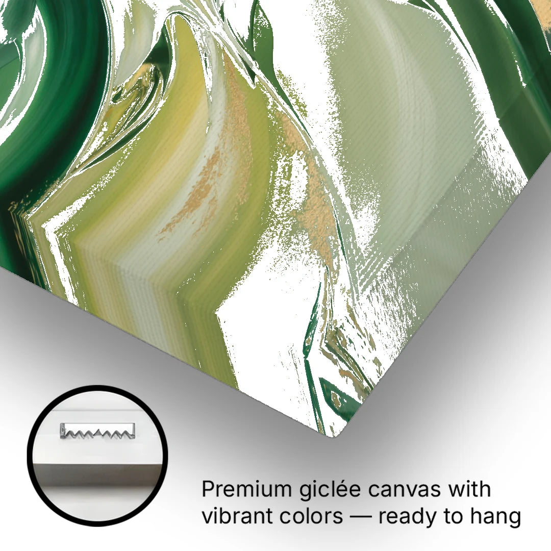 Opulent Harmony Green Abstract - Canvas Wall Art - Gallery Wrap Corner