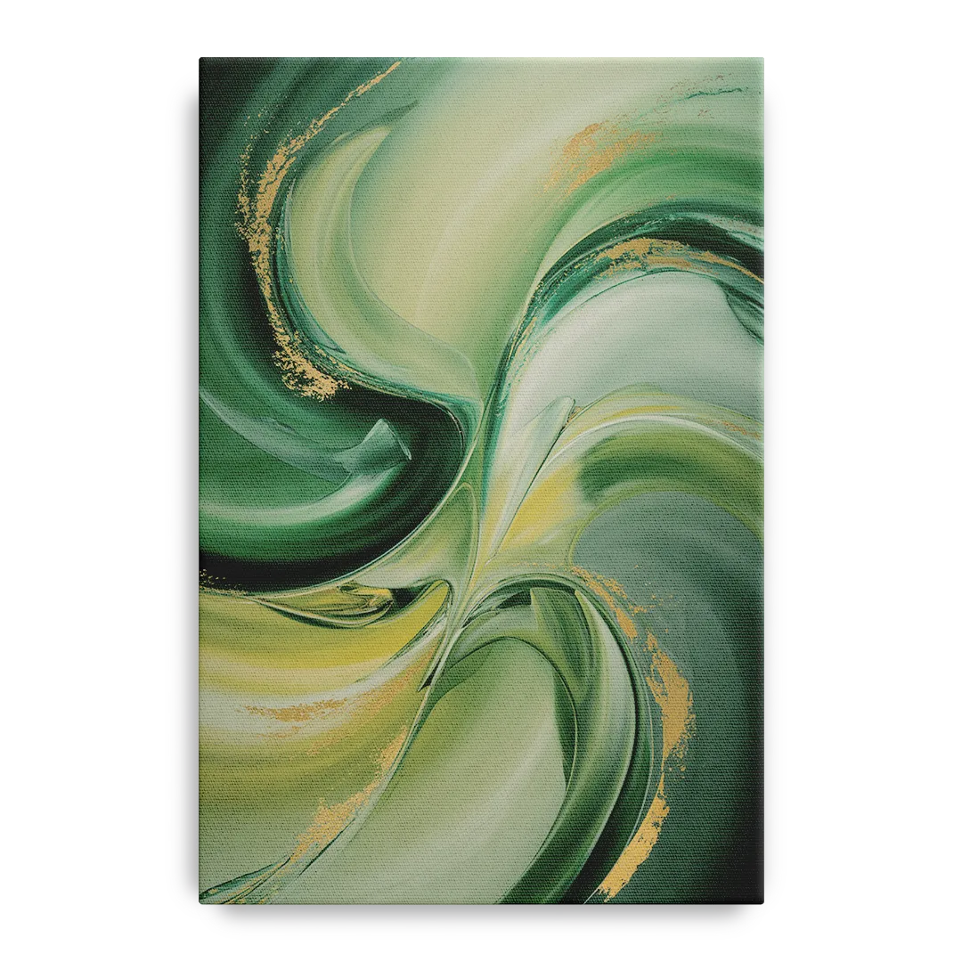Opulent Harmony Green Abstract - Canvas Wall Art