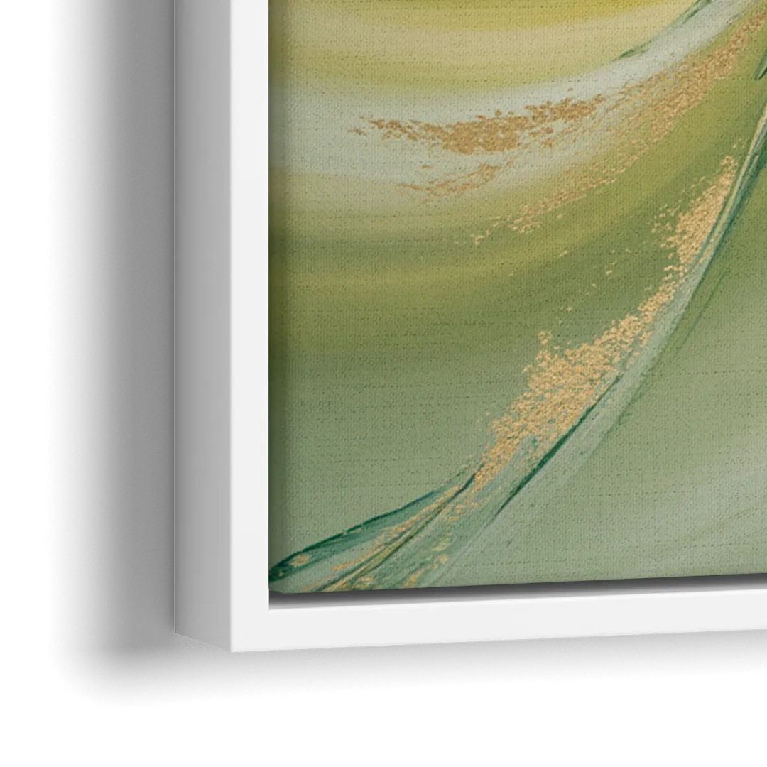 Opulent Harmony Green Abstract - Close-Up White Frame Canvas