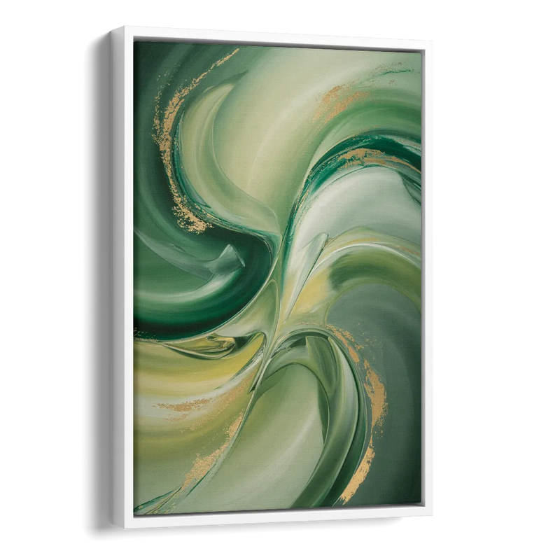 Opulent Harmony Green Abstract Side - White Canvas Wall Art