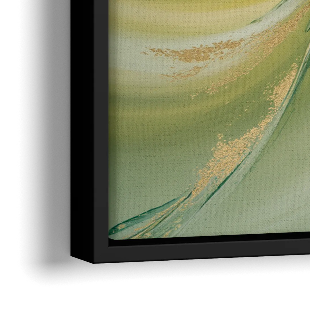 Opulent Harmony Green Abstract - Close-Up Black Frame Canvas