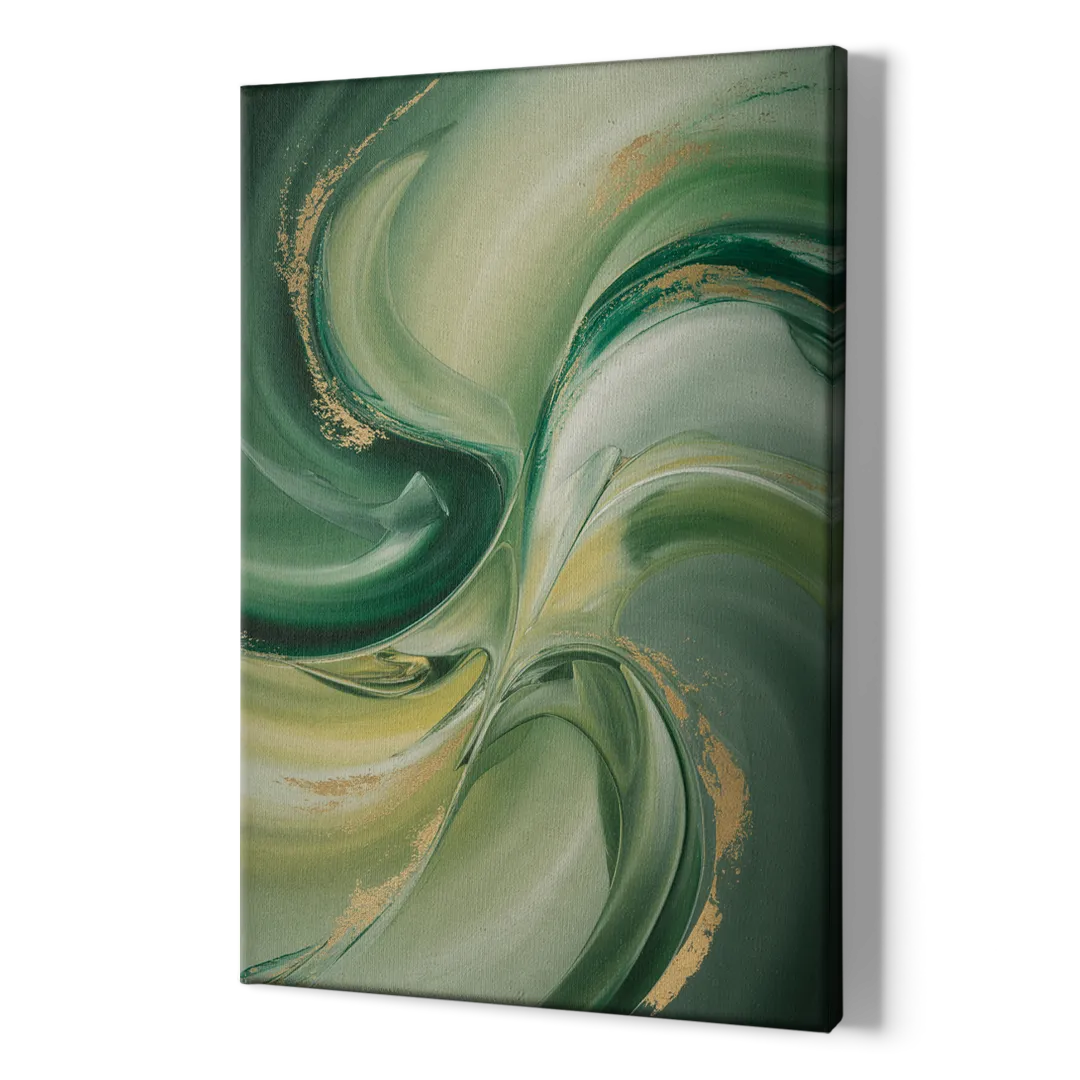 Opulent Harmony Green Abstract - Canvas Print Art Sides