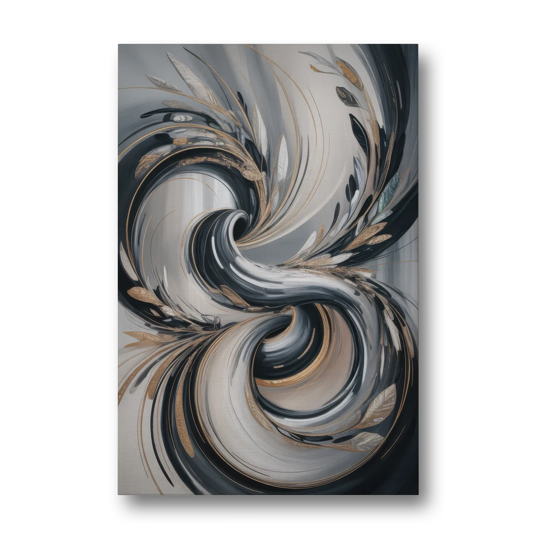 Opulent Iridescence Grey Abstract - Canvas Wall Art - Front