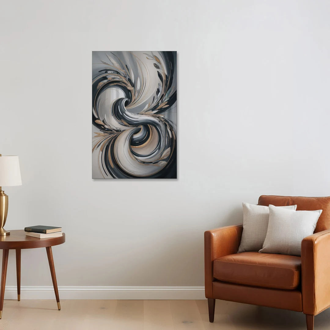 Opulent Iridescence Grey Abstract - Canvas Wall Art - Sofa - 24x36