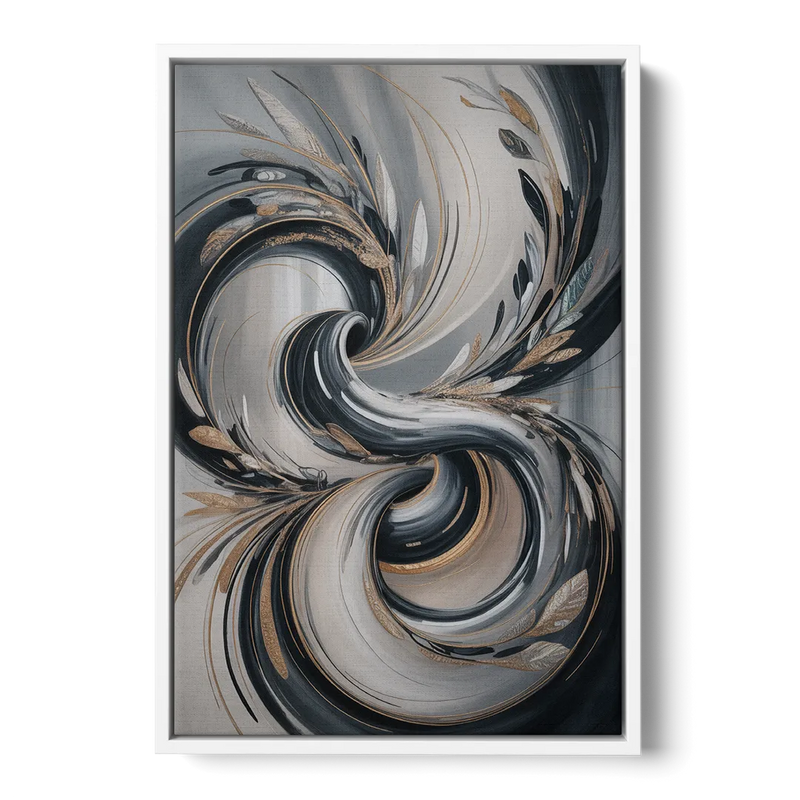 Opulent Iridescence Grey Abstract Front - White Canvas Wall Art
